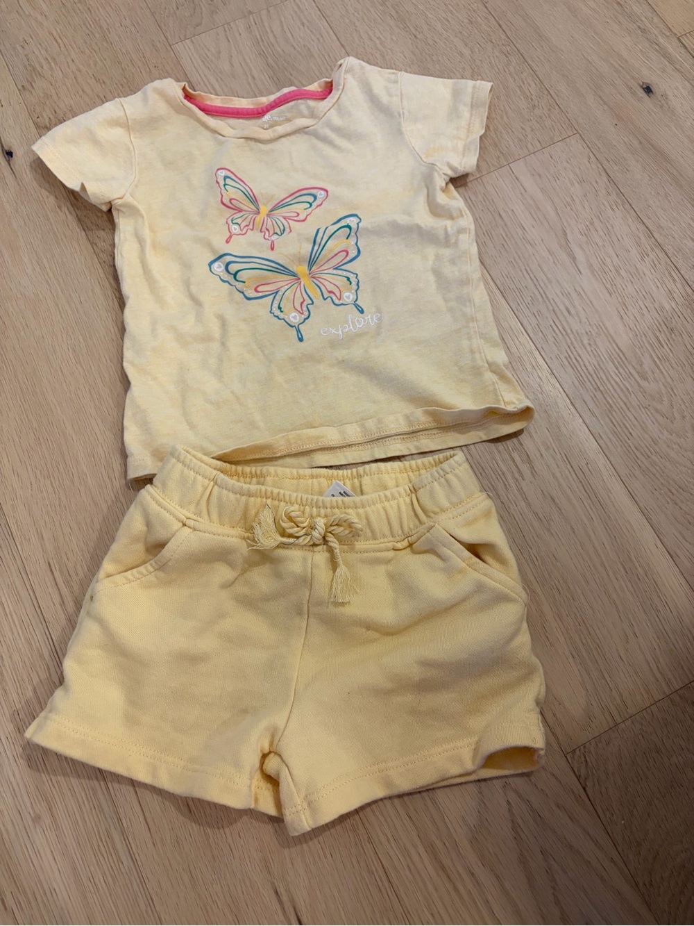 Yellow Toddler Butterfly Tee & Shorts Set